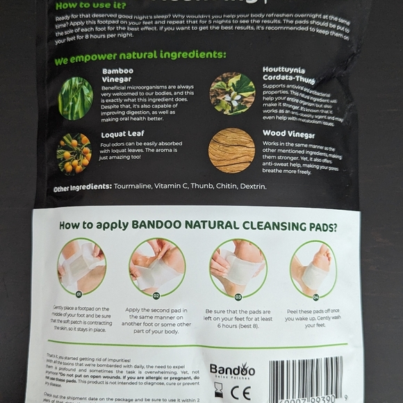 Bandoo natural cleansing foot pads - Picture 3 of 3